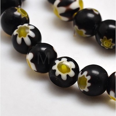 Round Millefiori Glass Beads Strands LK-P002-08-1