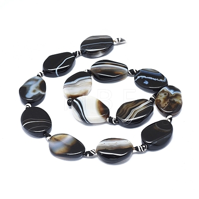 Natural Banded Agate/Striped Agate Beads Strands G-L544-011B-1