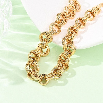 Hammered 304 Stainless Steel Double Ring Link Chains Bracelets for Women BJEW-G780-06G-01-1