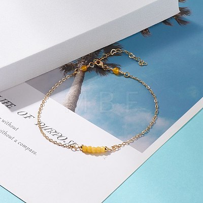 Natural Dyed Malaysia Jade Link Anklets for Women AJEW-AN00474-02-1