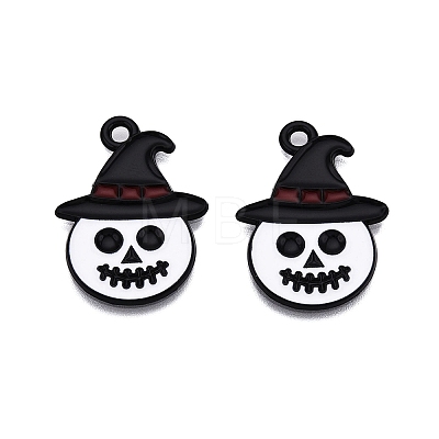 Halloween Theme Spray Painted Alloy Enamel Pendants ENAM-T020-09C-1