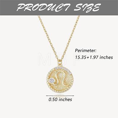 925 Sterling Silver 12 Constellation Necklace Gold Horoscope Zodiac Sign Necklace Round Astrology Pendant Necklace with Zircons Birthday Jewelry Gift for Women Men JN1089G-1