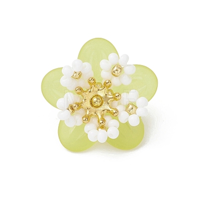 Glass Seed Beaded Flower Pendants PALLOY-MZ01128-03-1
