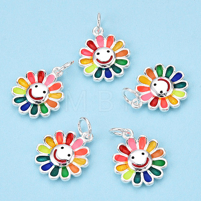 925 Sterling Silver Enamel Charms X-STER-T004-07S-1
