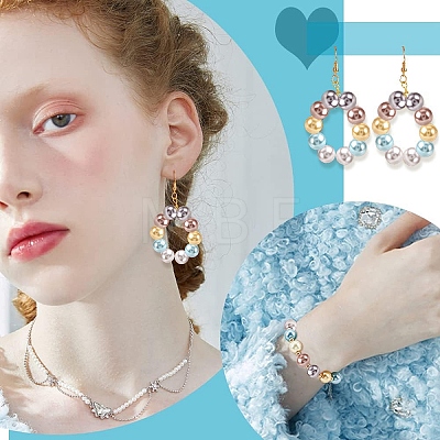 50Pcs 5 Colors Electroplated Shell Pearl Beads BSHE-YW0001-23-1