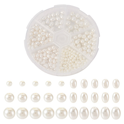 410Pcs 6 Styles Glass Pearl Beads HY-TA0003-04B-1
