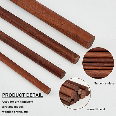 Olycraft 4 Style Waxed Round Wooden Sticks WOOD-OC0002-82-1