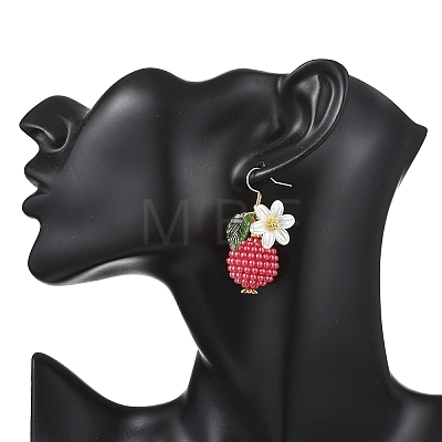 2 Pairs Strawberry ABS Plastic Imitation Pearl Dangle Earrings EJEW-JE06761-1