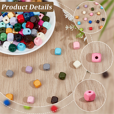 Spray Painted Wooden Beads WOOD-PA0001-53A-1