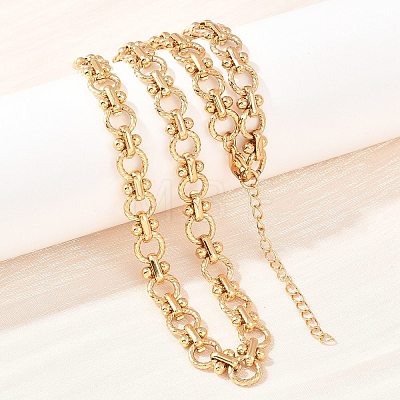8MM 304 Stainless Steel Twisted Ring Link Chain Necklaces NJEW-Z105-04G-02-1