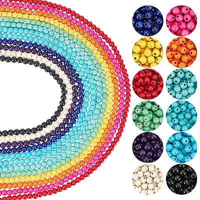 12 Strands 12 Colors Synthetic Turquoise Beads Strands TURQ-AR0001-08-1