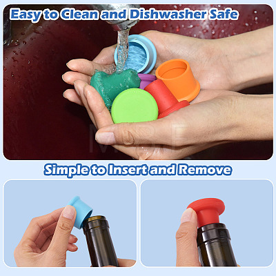 14Pcs 14 Styles Silicone Bottle Stopper AJEW-TA0002-54-1