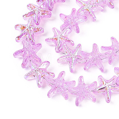 Baking Paint Electroplate Transparent Glass Beads Strands EGLA-N017-07-A03-1