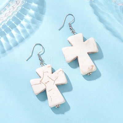 Synthetic Magnesite Dangle Earrings EJEW-JE06854-1