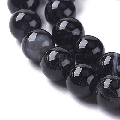 Natural Black Agate Beads Strands X-G-G582-8mm-60-1
