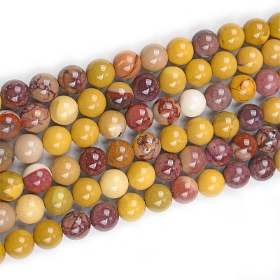 Natural Mookaite Round Beads Strands G-O047-12-6mm-1