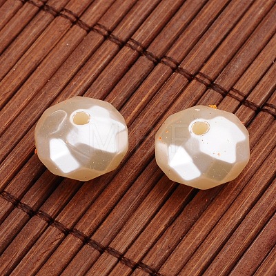 Faceted Rondelle Imitation Pearl Acrylic Beads OACR-L004-3604-1