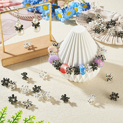 30Pcs 3 Styles Flower Tibetan Style Alloy European Beads FIND-TA0010-83-1