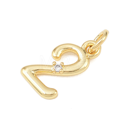 Brass Micro Pave Clear Cubic Zirconia Charms KK-P339-27G-02-1