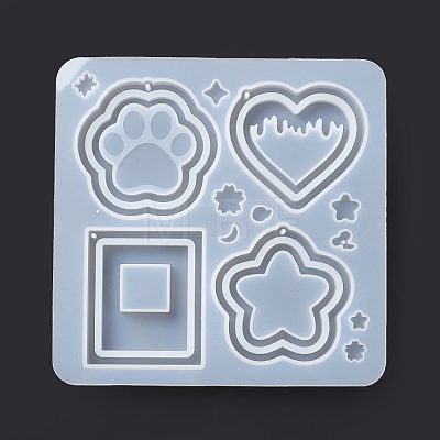 DIY PawPrint & Heart & Star & Rectangle Shaped Pendant Food-grade Silicone Molds SIMO-D001-05-1