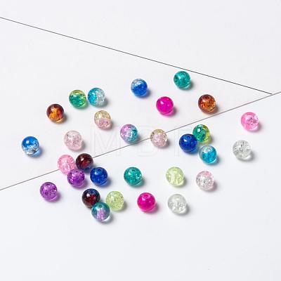 Spray Painted Crackle Glass Beads Strands CCG-JP0001-03B-1