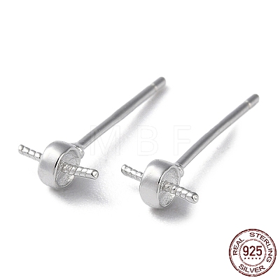 Rhodium Plated 925 Sterling Silver Stud Earring Findings STER-M115-12P-1