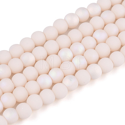 Frosted Opaque Glass Beads Strands GLAA-T032-P4mm-MBB09-1