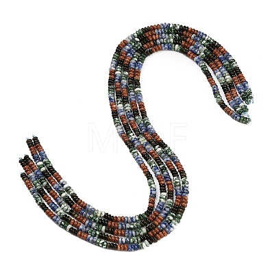 Gradient Color Natural Green Spot Jasper & Blue Spot Jasper & Golden Sheen Obsidian & Synthetic Goldstone Beads Strands GG-CBA1E0E-01A-1