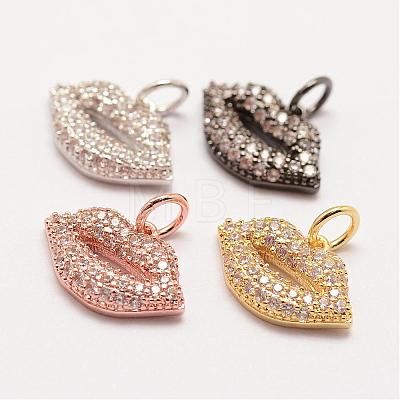 Brass Micro Pave Grade AAA Cubic Zirconia Charms ZIRC-G090-43-NR-1