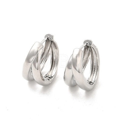 Brass Double Line Hoop Earrings for Women EJEW-E273-03P-1