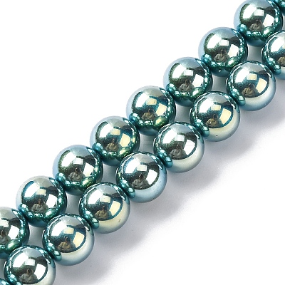 UV Plating Pearlized Glass Pearl Beads Strands GLAA-F128-01B-T24-1