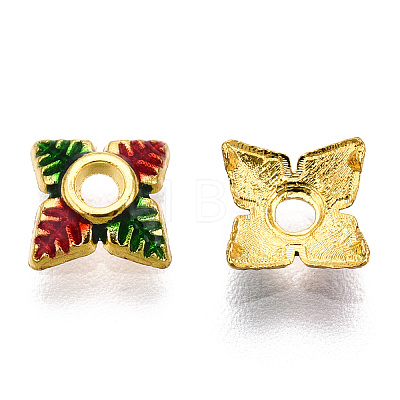 4-Petal Alloy Enamel Bead Caps X1-ENAM-TAC0023-03-1