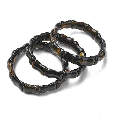 Bamboo Natural Blue Tiger Eye Beads Stretch Bracelets for Women Men BJEW-K304-01J-1