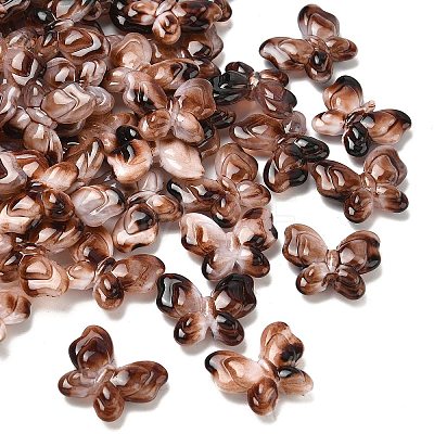 Leopard Print Opaque Acrylic Beads OACR-B052-09-1