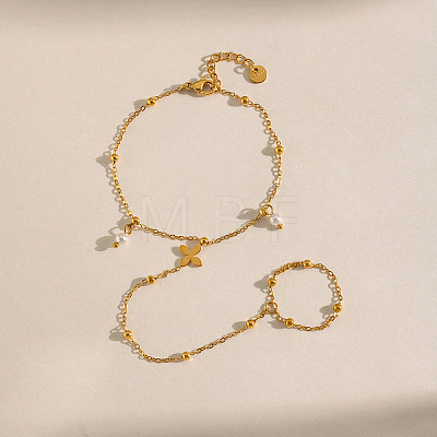 Saint Patrick's Day 304 Stainless Steel Four-Leaf Clover Slave Bracelets XA8249-1