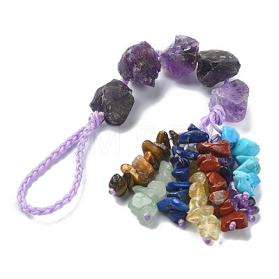 Nuggets Natural Amethyst Pendant Decorations HJEW-JM00992-02-1