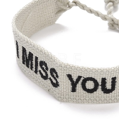 Word I Miss You Polycotton(Polyester Cotton) Braided Bracelet with Tassel Charm BJEW-F429-10-1