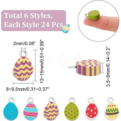 144Pcs 6 Style Handmade Polymer Clay Charms CLAY-CA0001-25-1