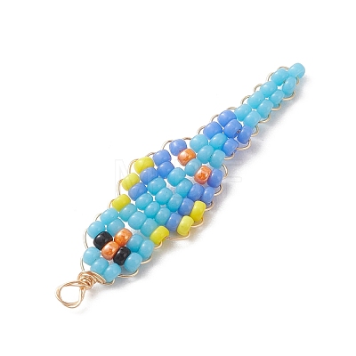 5Pcs Glass Seed Beaded Pendants PALLOY-MZ01239-1