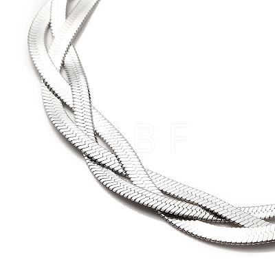 304 Stainless Steel Interlocking Triple Herringbone Chain Necklace for Men Women NJEW-H167-01P-1