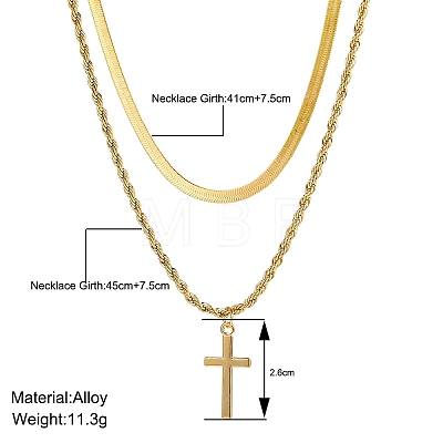 2Pcs Alloy Cross Pendant Necklace Sets PW-WG2F292-01-1