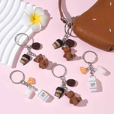 5Pcs Opaque Resin Keychains KEYC-YW00242-01-1