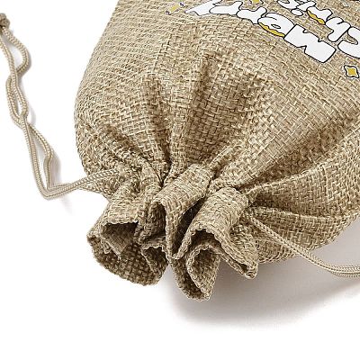 Christmas Printed Burlap Packing Pouches Drawstring Bags ABAG-Q053-02B-02-1