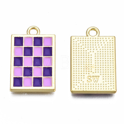 Rack Plating Alloy Checkerboard Pendants PALLOY-S132-256C-RS-1