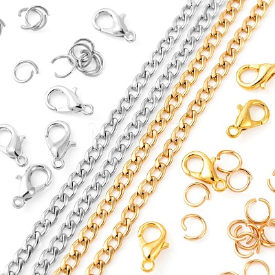 DIY 1.8m 2 Colors Vacuum Plated 304 Stainless Steel Twisted Chain Curb Chains Necklace Making Kits DIY-FS0001-25-1