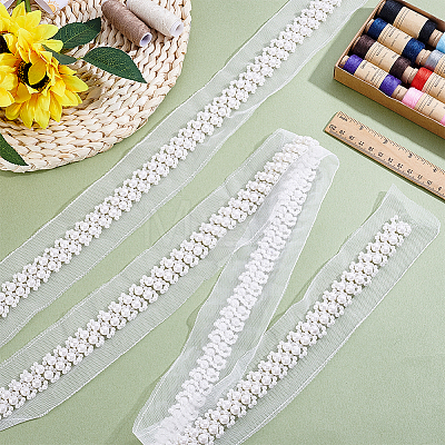 2Yards Netting Fabric Beaded Trim Ribbon OCOR-ME0001-64B-01-1