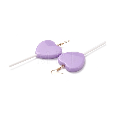 Heart-shape Lollipop Dangle Earrings for Women EJEW-Z015-04D-1