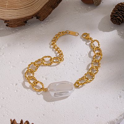 Elegant Rectangle Elegant Baroque Pearl Bead Link Bracelets SX2805-3-1