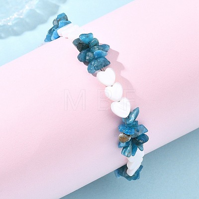 Natural Apatite & Freshwater Shell Beaded Bracelets for Women BJEW-JB13953-1