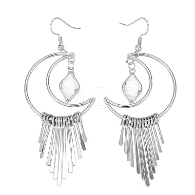 Moon Alloy Rhinestone Dangle Earrings FS-WGEABDC-02-1